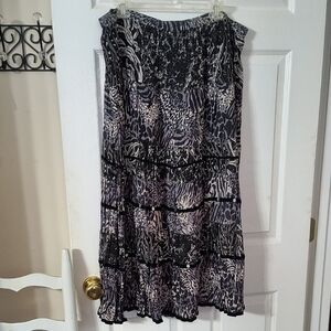 Choices Black and White Tiered A-Line Maxi Skirt